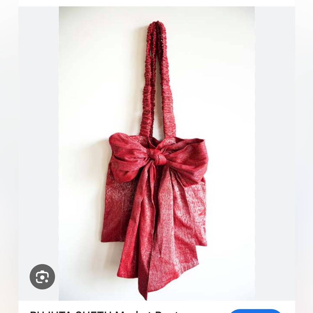 Rujata Sheth Tinsel Bag Red Bow Bag NWT